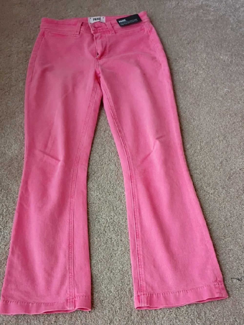 PAIGE Hot Pink Slim Bootcut Jeans